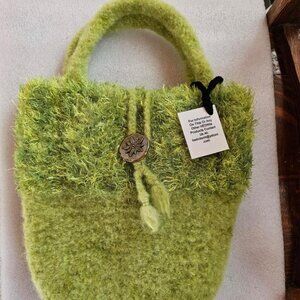 Light green felted knit purse.  Never used.